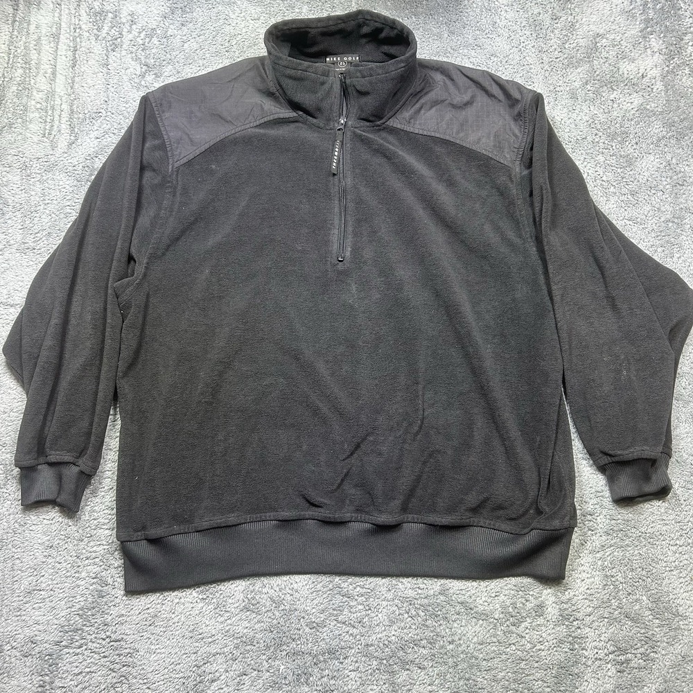 VTG Nike Golf 1/4 Zip Therma Fit Fleece Lined Pullover Mens XL Black Active SPOT